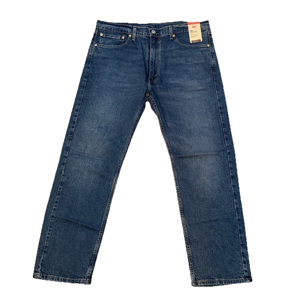New Levi's 505 Regular Men's 38x30 Medium Wash Stretch Jeans Straight Leg Denim